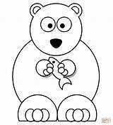 Polar Bear Coloring Pages Cartoon Drawing Easy Fish Printable Cute Face Simple Animal Teddy Kids Baby Drawings Bears Line Draw sketch template