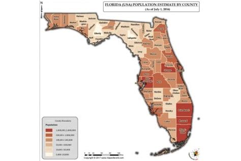 Buy Florida Population Estimate By County 2016 Online Map Online