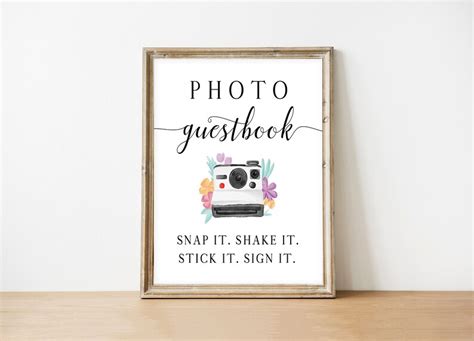 printable photo guestbook snap shake stick sign   etsy