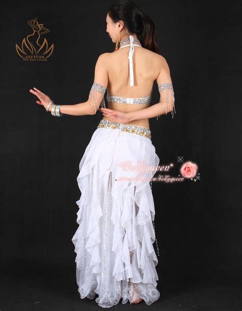 Professional Belly Dance Costume Dancewear Dress Bra Belt Skirt Silver