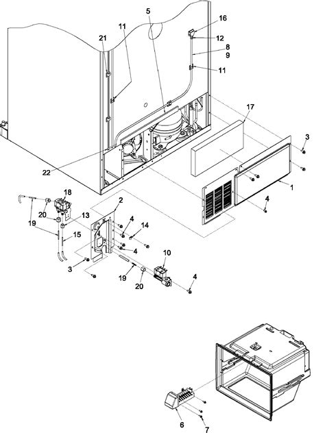 cabinet  diagram parts list  model arbccparbcc amana parts refrigerator parts
