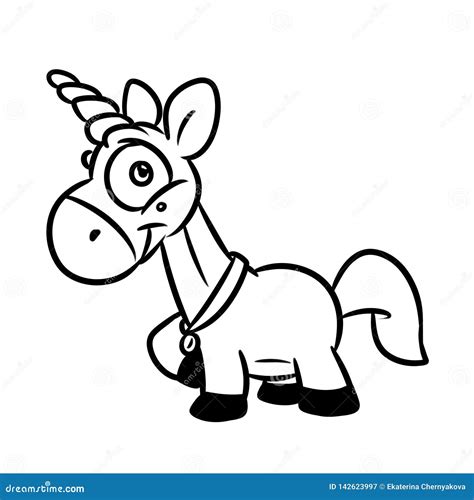 unicorn cartoon illustration coloring page stock illustration