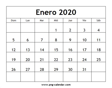 enero calendario imprimir spanish calendar
