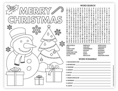 printable activity placemats printable word searches