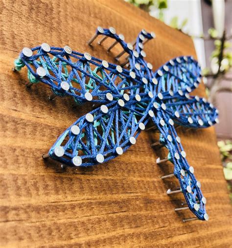 dragonfly string art handmade decor whimsical art gift etsy