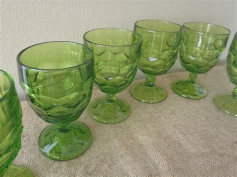 70s green goblets vintage glasses barware by feistyfarmerswife 20