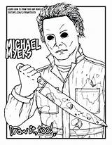 Coloring Myers Michael Jason Pages Halloween Voorhees Drawing Mask Printable Color Draw Scary Book Adult Vorhees Too Drawings Kids Getdrawings sketch template