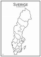 Sverige Sweden Map Print City Coloring Geografi Tavla Pages Rainforest sketch template