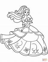 Coloring Princess Pages Dancing Printable Drawing Paper sketch template