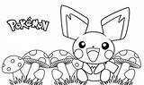 Pichu Coloring Pokemon Mushrooms Pages sketch template