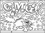 Coloring Pages Funny Omg Cat Kids Printable sketch template