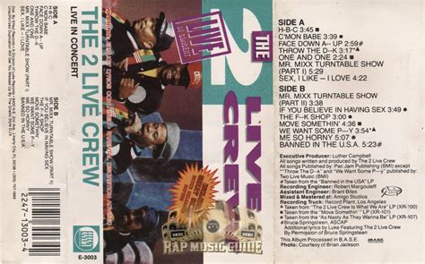 2 live crew live in concert cassette tape rap music guide