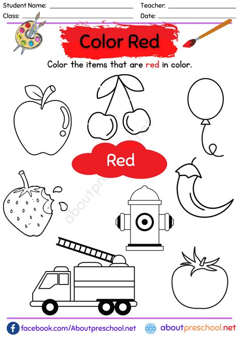 color red worksheet  preschool  preschool