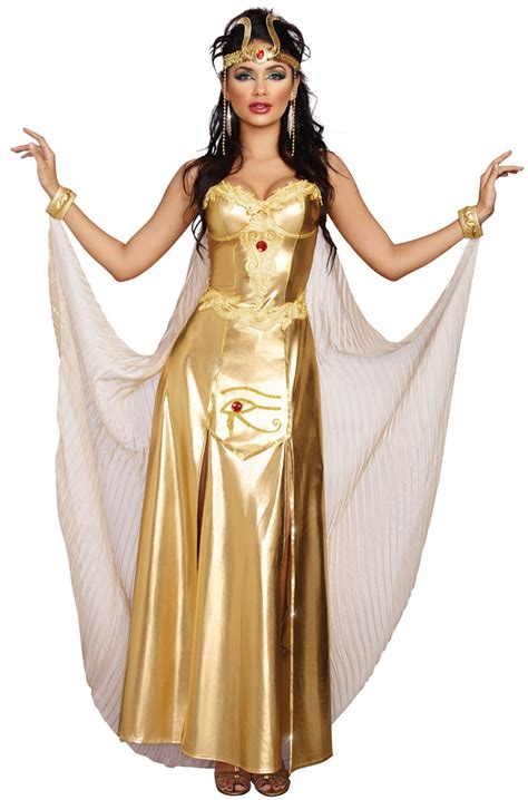 cleopatra goddess of egypt gold dress costume w headpiece size m dreamgirl 10250