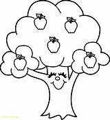 Apple Tree Coloring Pages Cute Printable Cartoon Colouring Core Color Kids Fruits Sheets Print Categories Girls sketch template