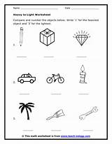 Light Heavy Worksheets Mass Weight Math Standards Met Print Thinking sketch template