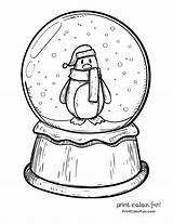 Globe Snow Coloring Pages Penguin Christmas Winter Drawing Globes Sketch Print Color Adult Printcolorfun Drawings Printable Snowman Sheets Soccer Ball sketch template
