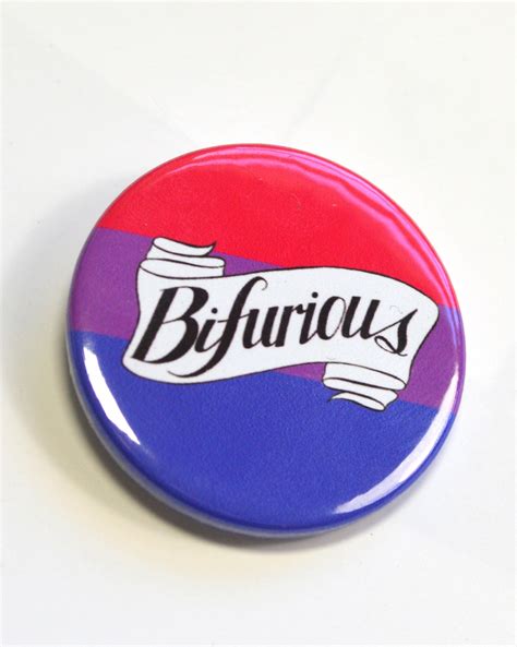 bifurious bi pride queer badge pinback button femmecraft