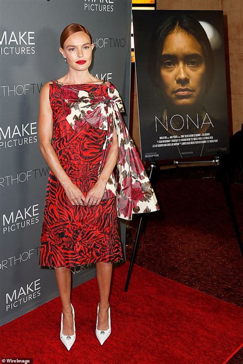 kate bosworth dazzles in a patterned frock at nyc premiere of nona alongside husband michael