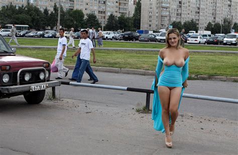 busty blonde in blue dress flashes boobs and pussy russian sexy girls