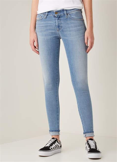 diesel slandy mid waist super slim skinny jeans jeans de bijenkorf