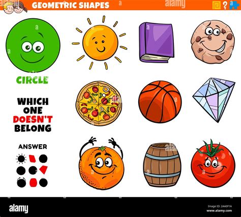 cartoon illustration  circle geometric shape educational task