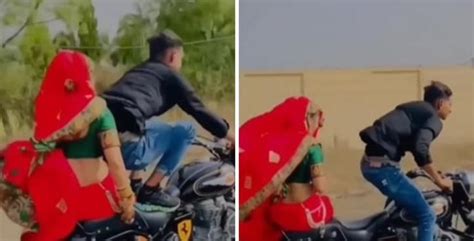 Bullet Rider Performs Stunts While Wife Rides Pillion