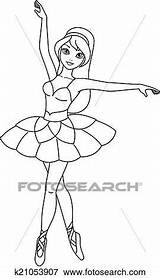 Ballerina Coloring Clip Girl Ballet Clipart Drawings Dancing Illustration Beautiful Fotosearch Search sketch template
