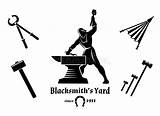 Blacksmith Hammer Anvil Fabbro Annata Tongs Silhouette Schmied Clker Horseshoe Illustrationen Blacksmithing Stirrup sketch template