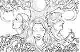 Crone Maiden Wiccan sketch template