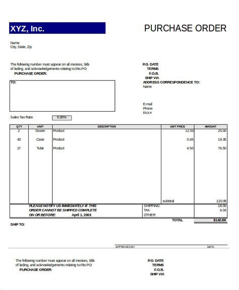 purchase order templates docs word