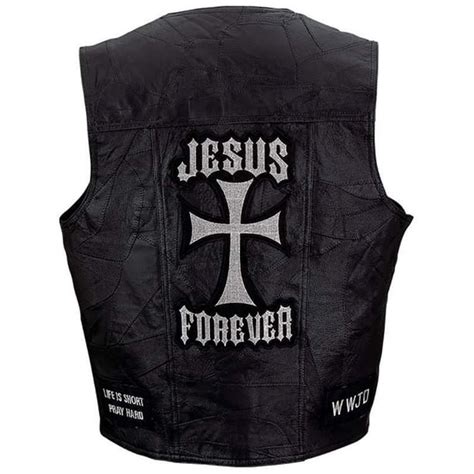 biker vest jesus  genuine leather motorcycle christian biker