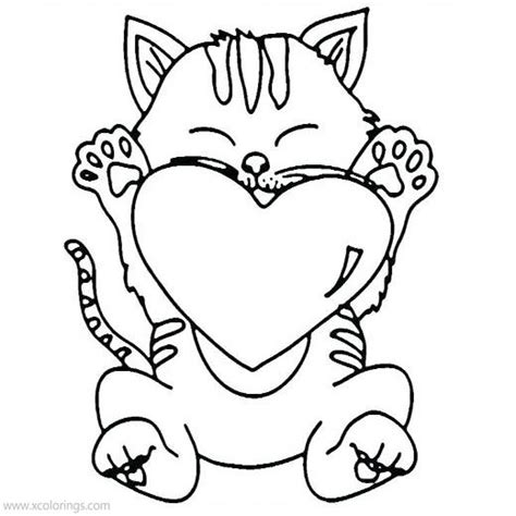 valentines cat coloring pages xcoloringscom