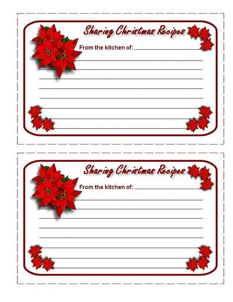 printable christmas recipe card template printable word searches