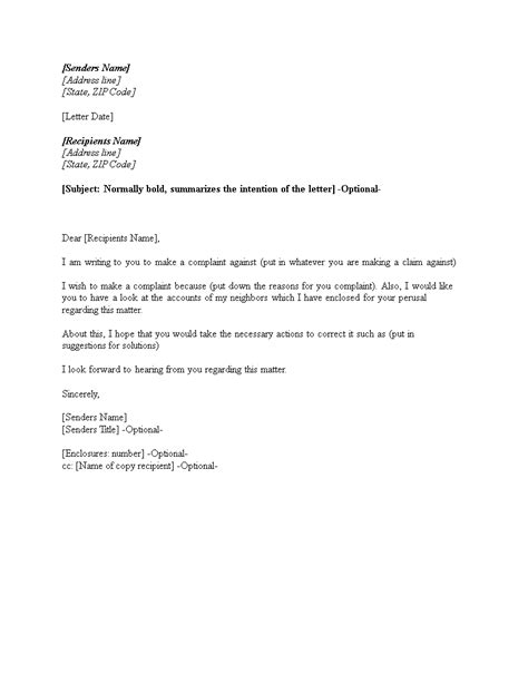 landlord tenant complaint letter allbusinesstemplatescom