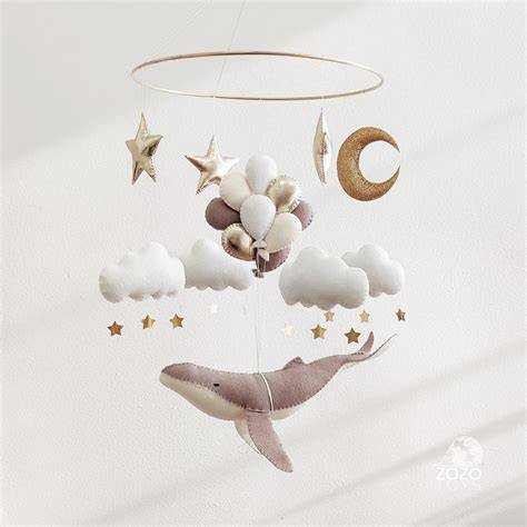 whale baby mobile fish mobile moon baby crib mobile grey whale mobile