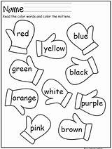 Color Words Mitten Kindergarten Worksheets Preschool Worksheet Madebyteachers Winter Freebie Colors Read Activities Printable Printables Math Teachers Made Word Activity sketch template