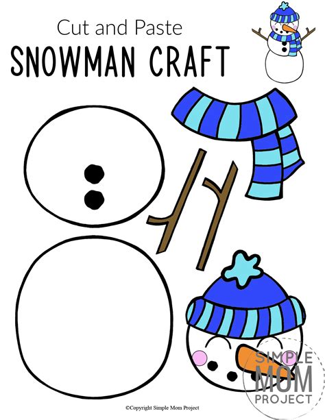 print cut  paste snowman craft template simple mom project