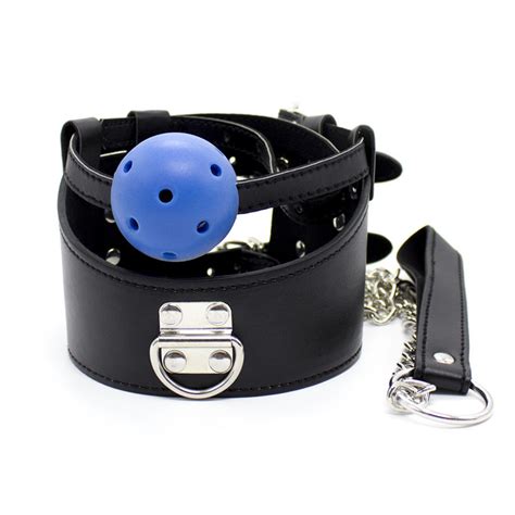 bdsm mouth bite ball gag bondage collar with leash for