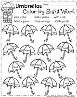 Kindergarten Spring Umbrellas Playtime Preescolar Sentences Reading Directions Prep sketch template