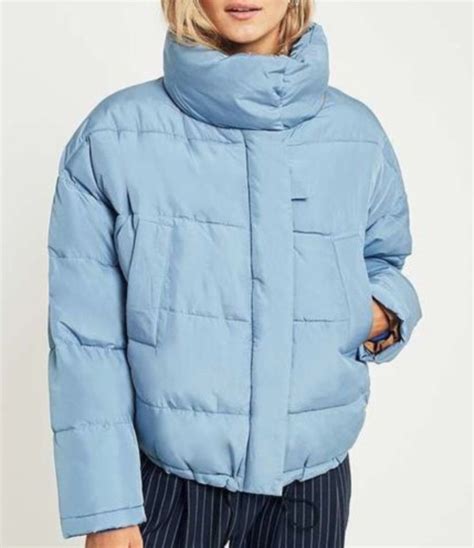 sale light blue light  dark puffer puffa jacket  urban outfitters size