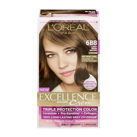 loreal paris excellence creme permanent triple protection hair color bb light beige brown