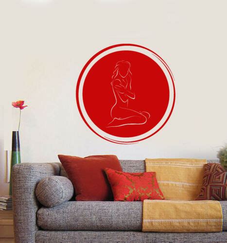 Vinyl Wall Decal Circle Enso Naked Girl Spa Massage Sexy Body Stickers