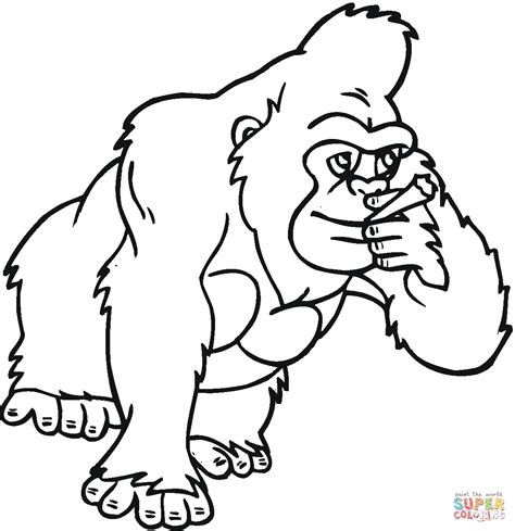 gorilla primate coloring page  printable coloring pages
