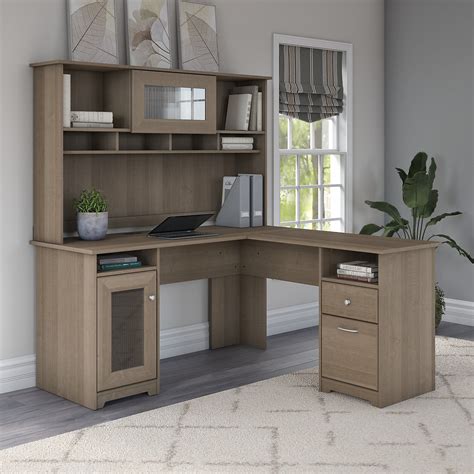 bush furniture cabot   shaped computer desk  hutch