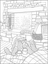Coloring Pages Warm Sheets Publications Dover Stamping Cozy Happy Book Adult Colouring Hygge Craftgossip Printable Fireplace Doverpublications Adults Para Color sketch template