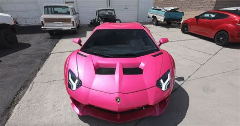 youtuber turns  lamborghini pink  path  rainbow colored collection