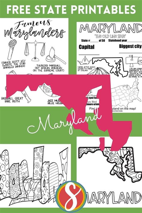maryland printable coloring page activities stevie doodles
