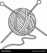 Yarn Ball Vector Needles Royalty sketch template