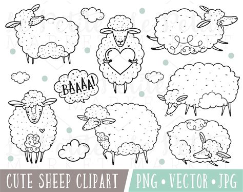cute sheep clipart images cute sheep clip art cute lamb etsy